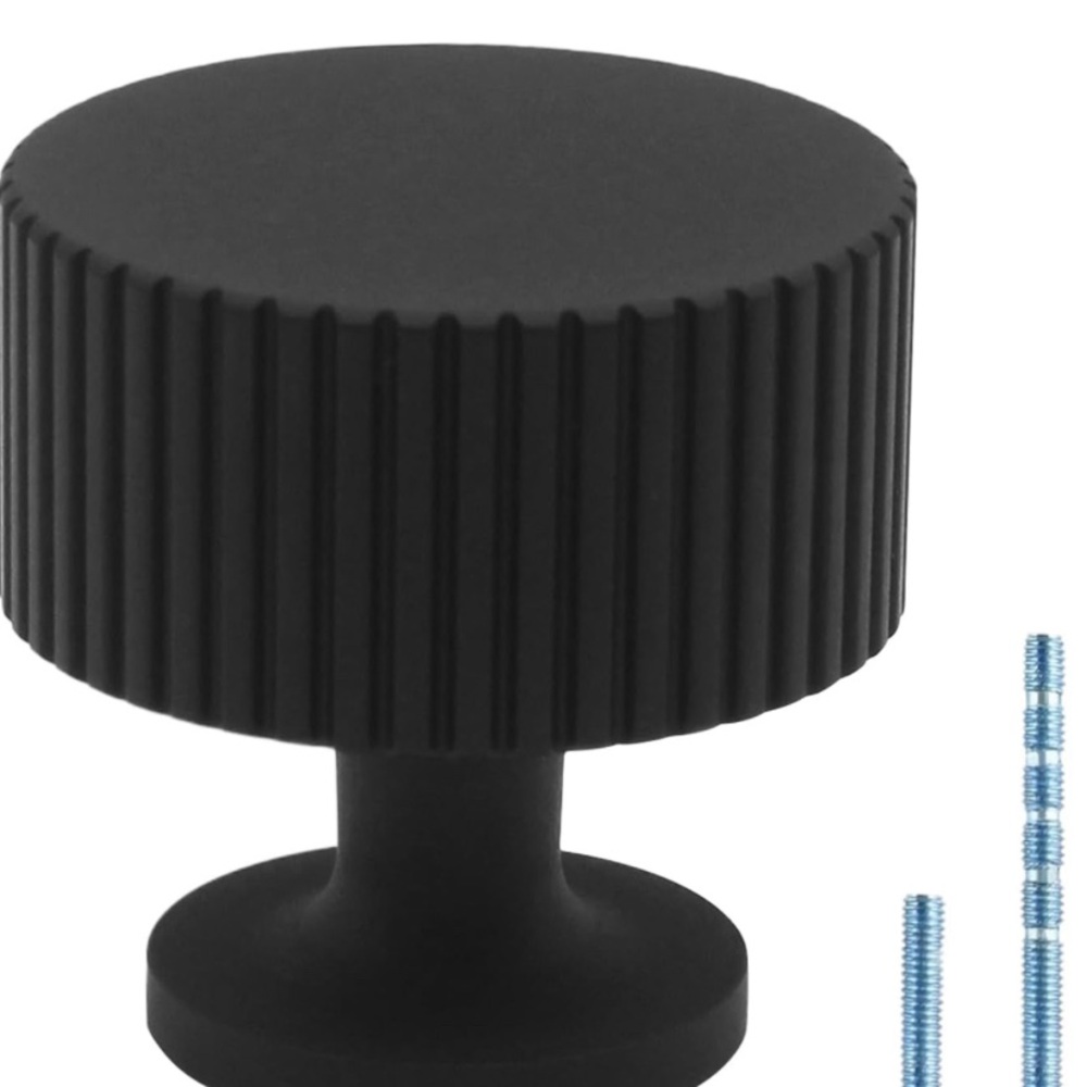 Black Ribbed Knob with Screws